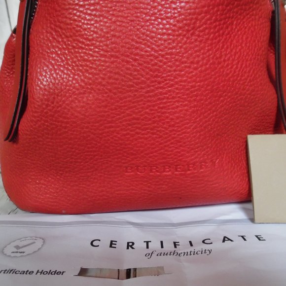 Burberry Medium Red Maidstone Check Calfskin Canvas Tote Crossbody Purse Bag - Picture 7 of 16